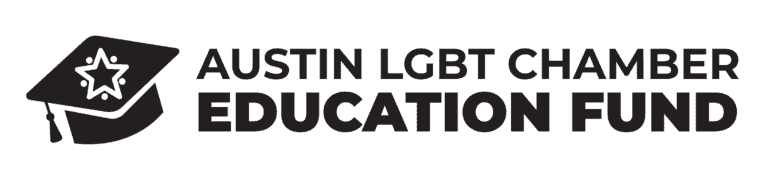 Austin LGBT Chamber Education Fund logo with vibrant colors and modern design.